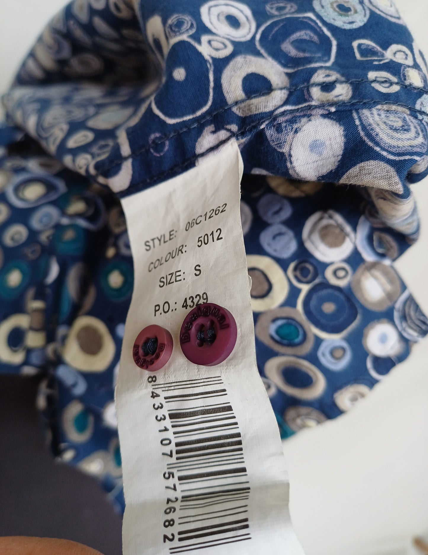 Desigual Regular Fit All Over Circle Cotton Button-Up Shirt Mens S