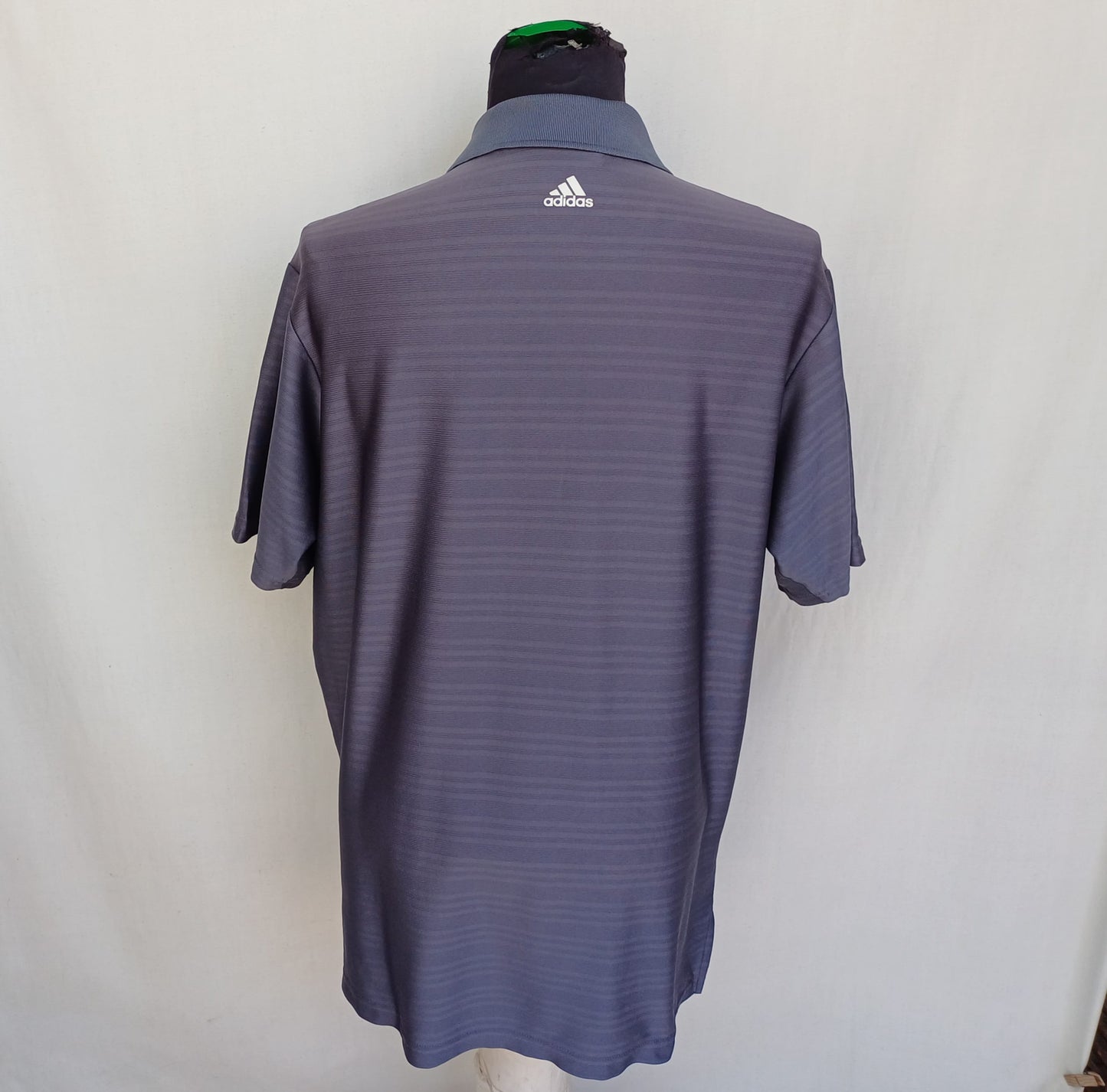 Adidas Climacool Button Striped Golf Polo Shirt Mens L