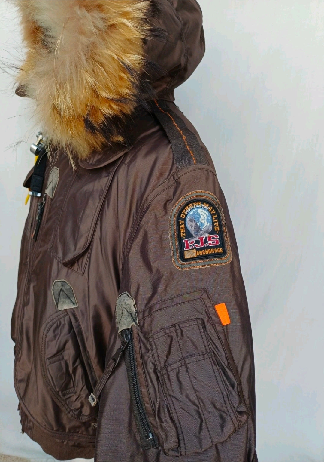 Parajumpers Real Fur Bomber Down Jacket W/Removable Lining Mens M