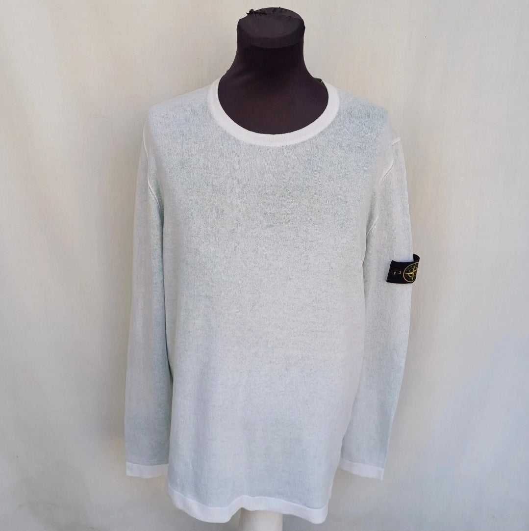 Stone Island Crew Neck Cotton Pullover Sweatshirt Jumper White Mens 2XL