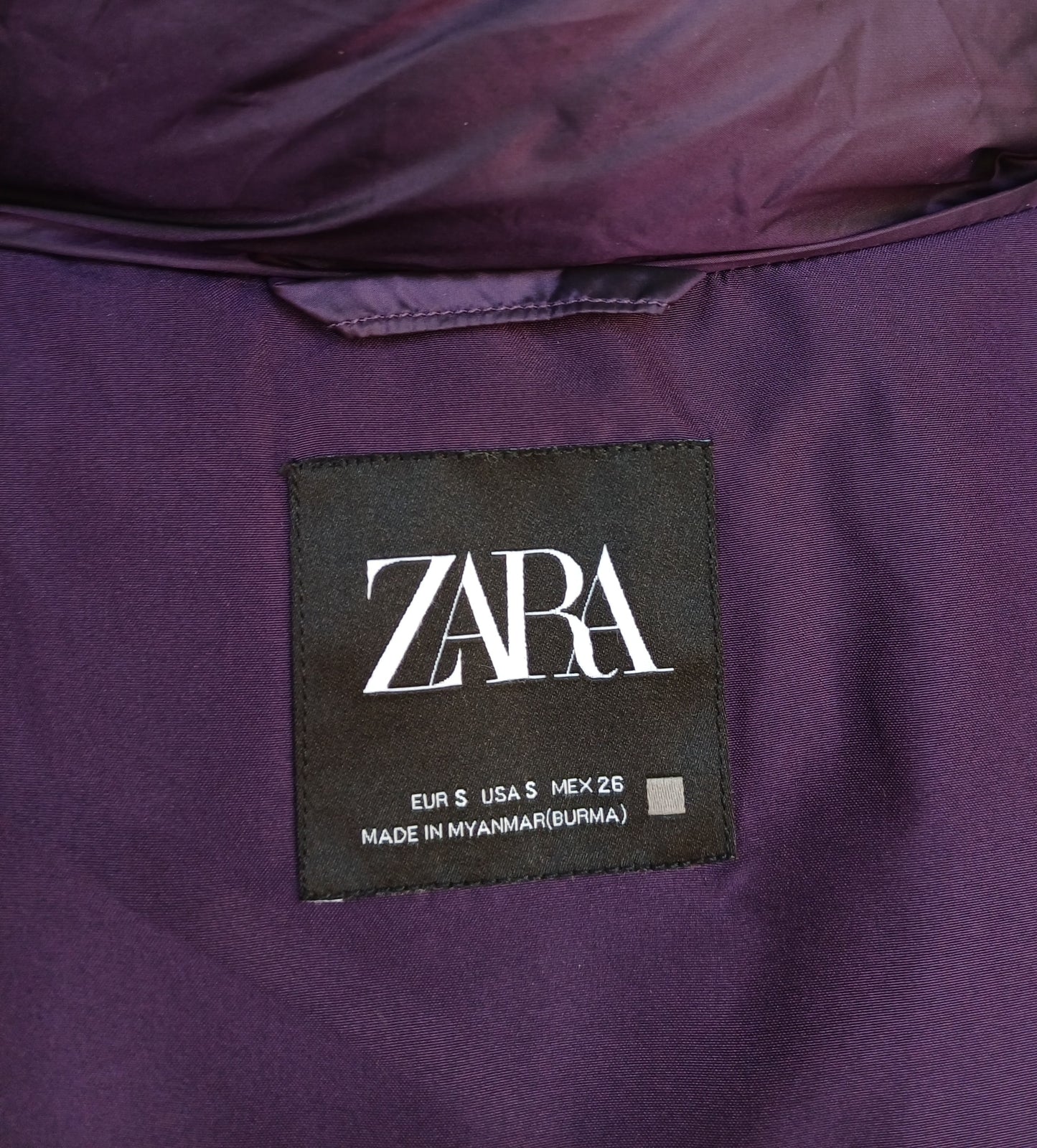 Zara Water Repellent Hooded Down Puffer Coat Jacket Size S