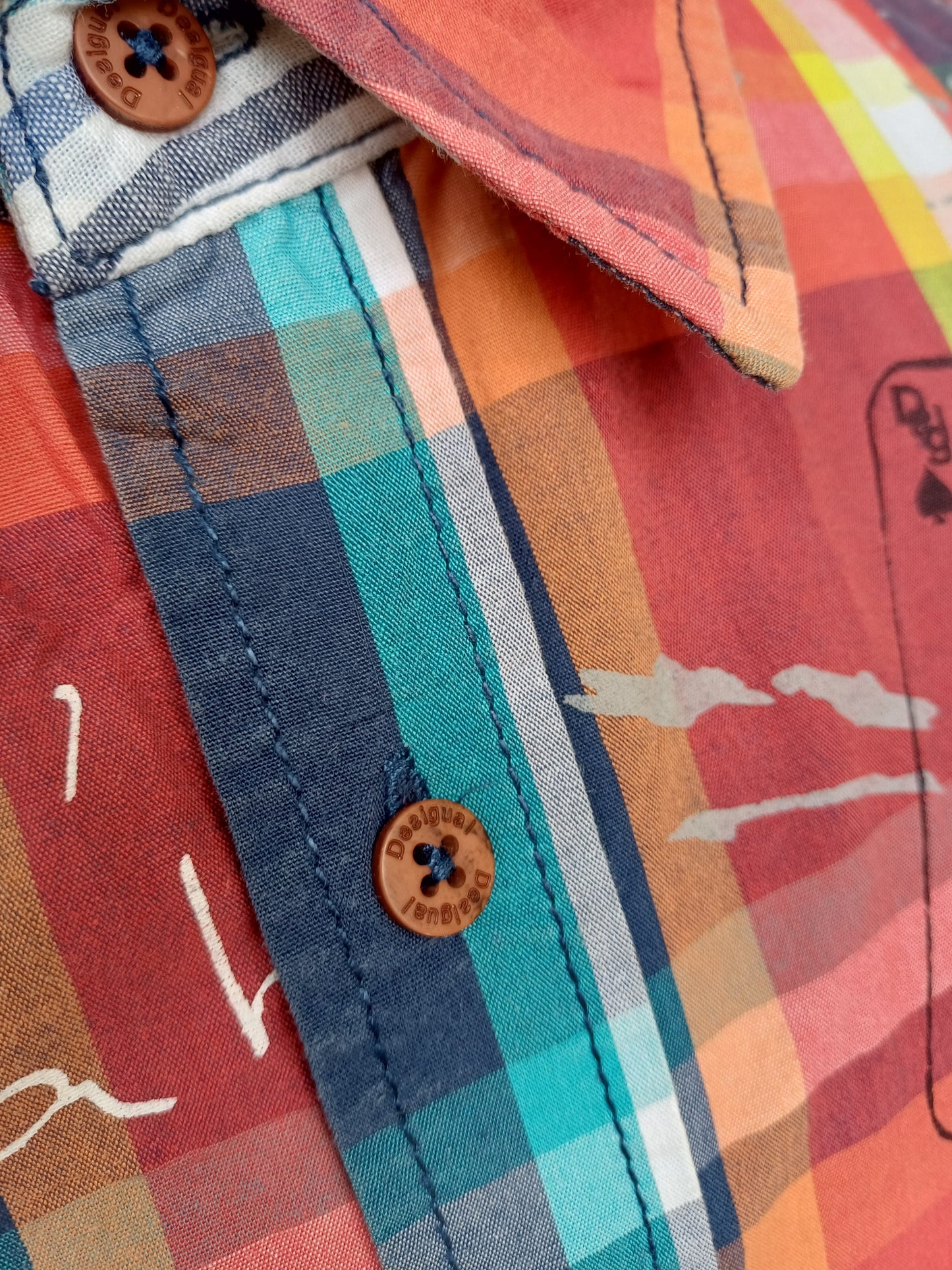 Desigual "Ready To Go" Regular Fit Cotton Button-Up Shirt Mens L