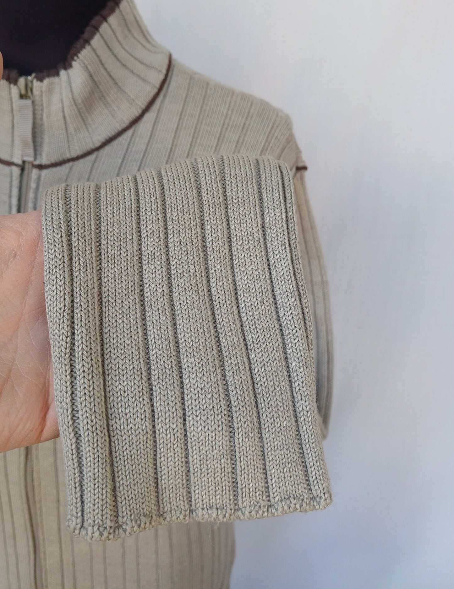 Vintage Armani Jeans Wool/Acrylic Full Zip Cardigan Sweater Mens L