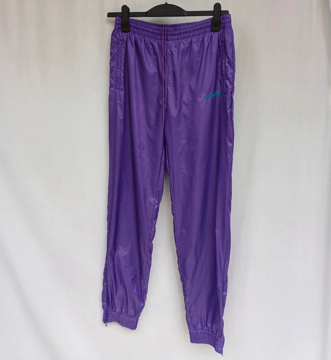 Vintage Adidas Shiny Nylon Zip Track Pants Trousers Size 4/Mens M