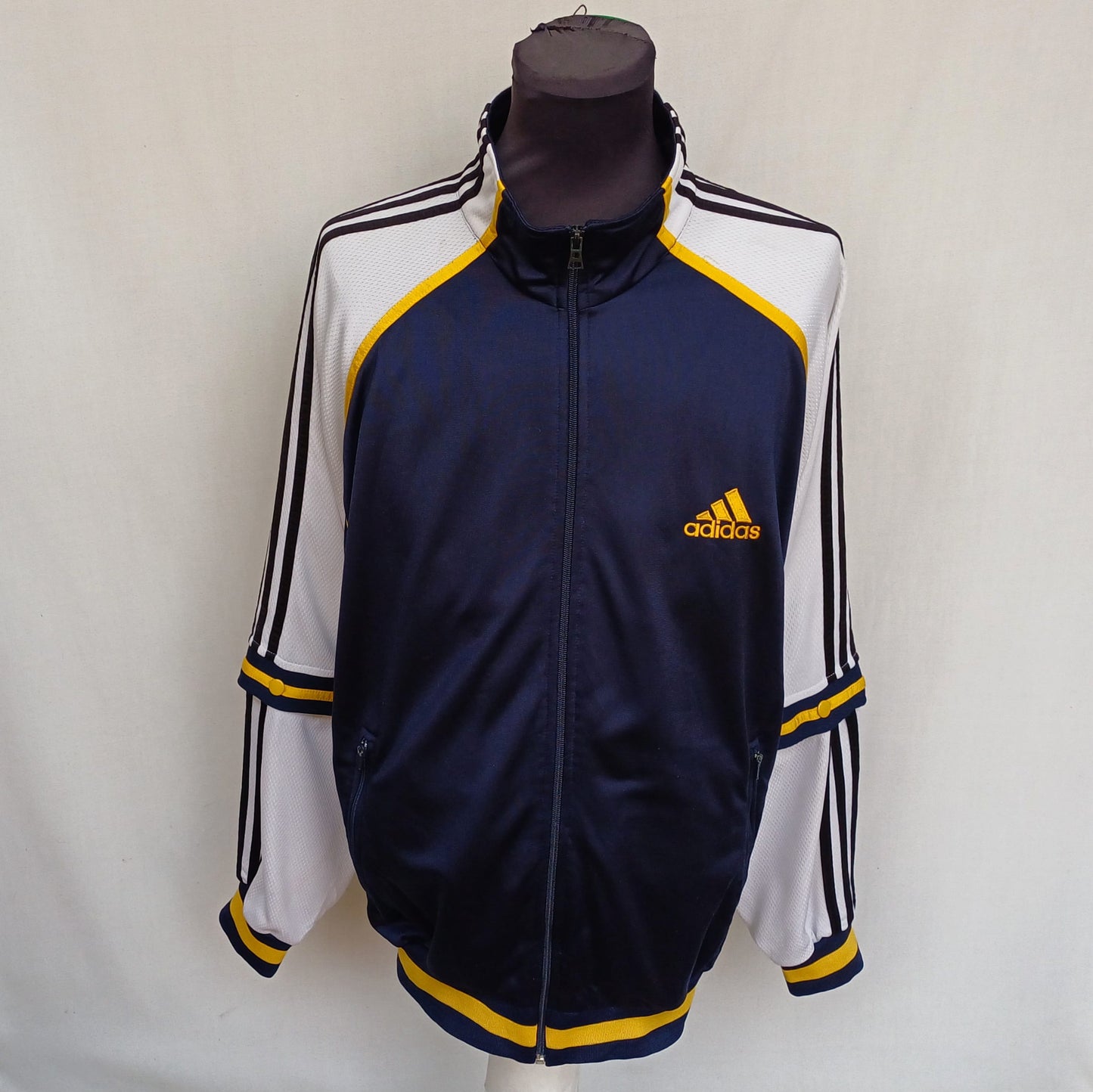 Vintage 90s Adidas Removable Sleeve Track Top Jacket Striped Mens L/XL