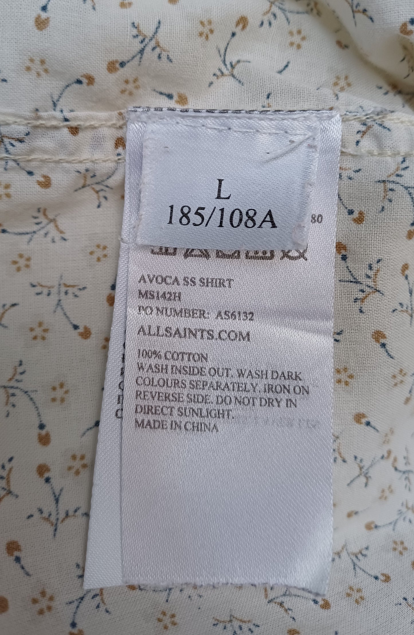 Allsaints Avoca Cotton Button-Up Shirt Mens L