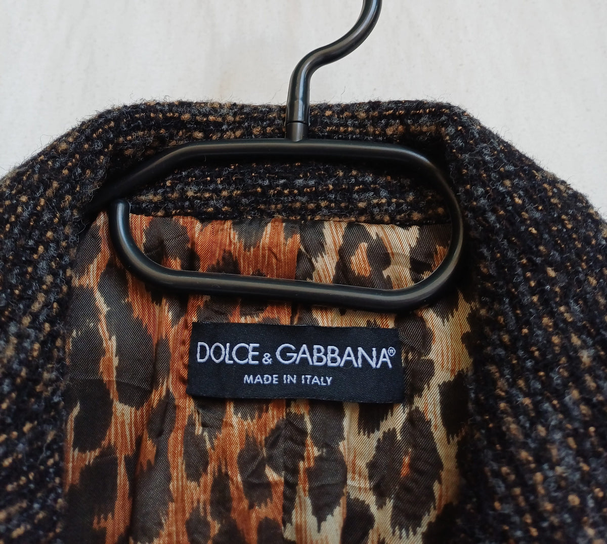 Dolce & Gabbana Leopard Lining Print Womens Wool/Alpaca Button Blazer Jacket Size 44/Large