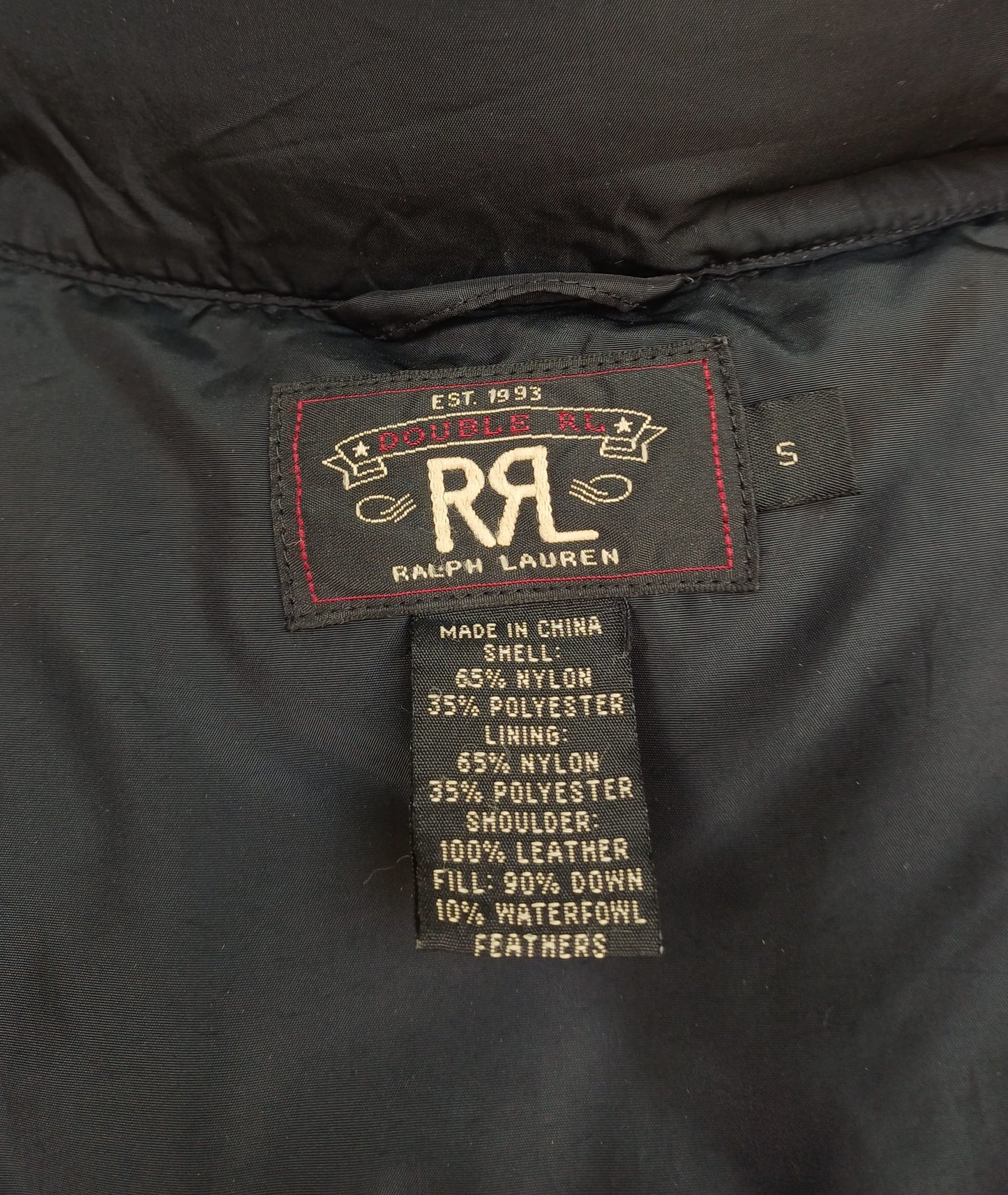 Vintage Double Ralph Lauren RRL Leather Quilted Down Puffer Jacket Mens S