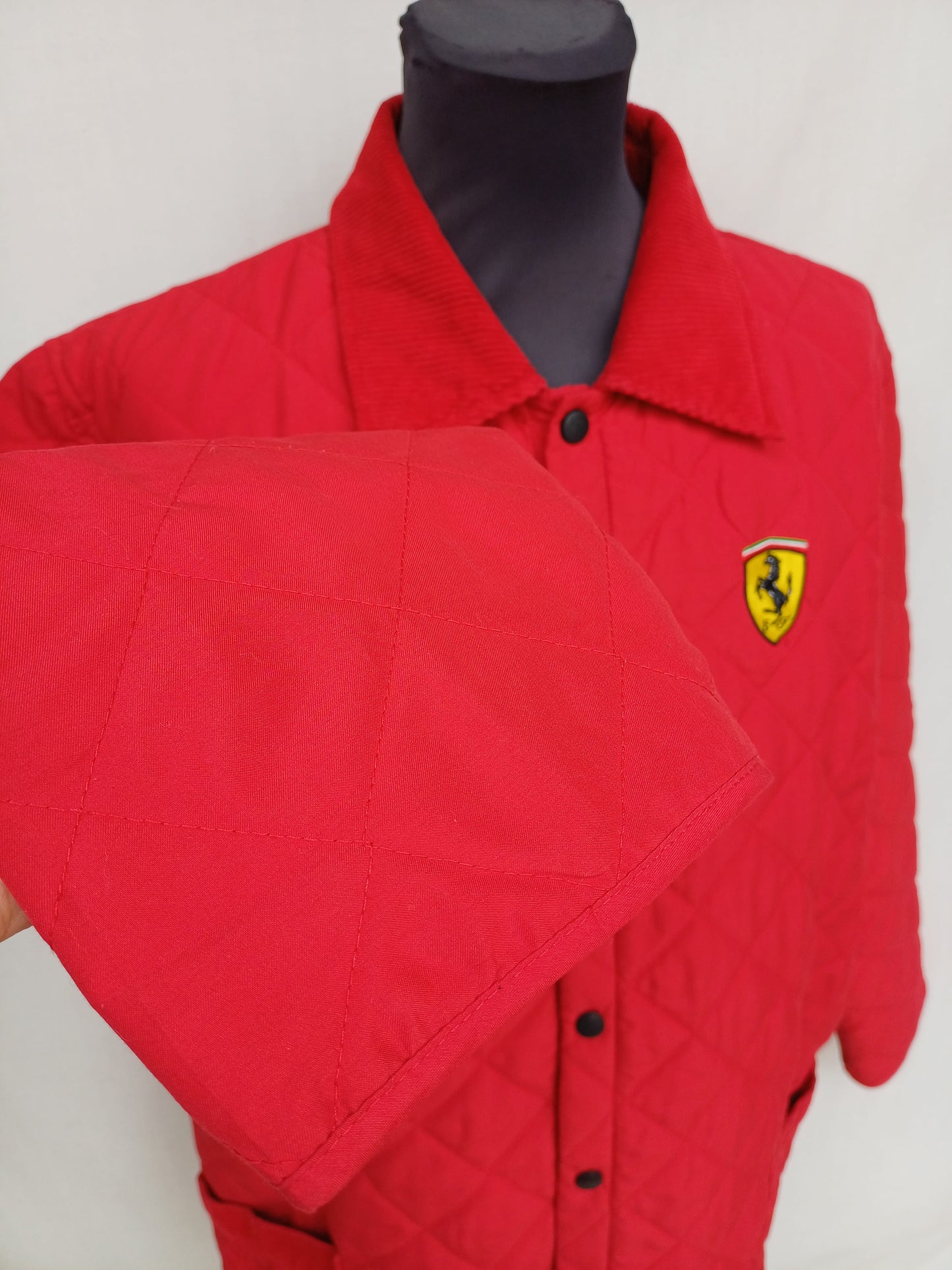 Vintage 2002 Ferrari Official Quilted Snap Padded Jacket Mens L