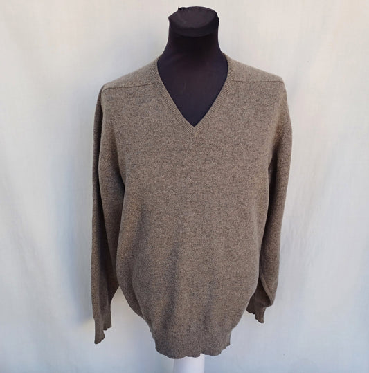 William Lockie Lambswool V-Neck Sweater Scotland Jumper Mens XL