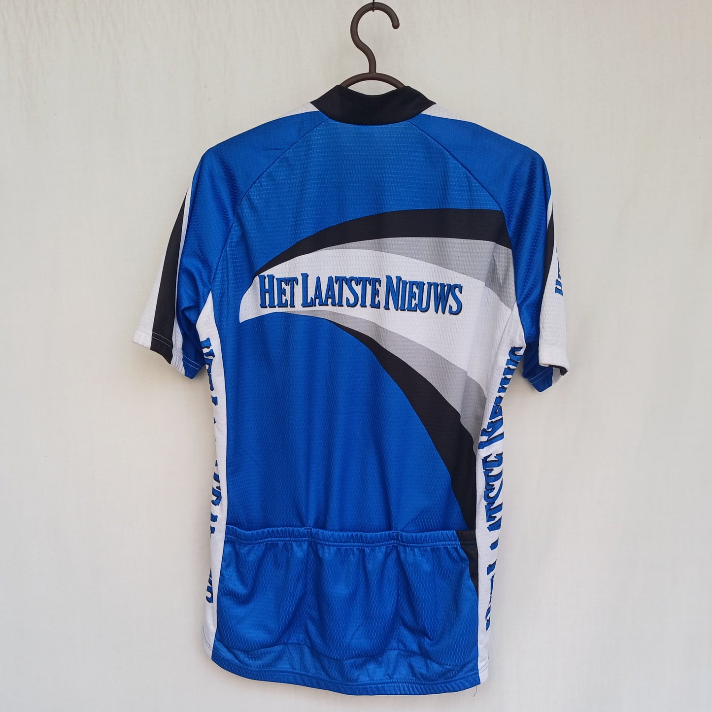 Vintage Bio Racer "The Latest News" Short Sleeve Cycling Jersey Mens L