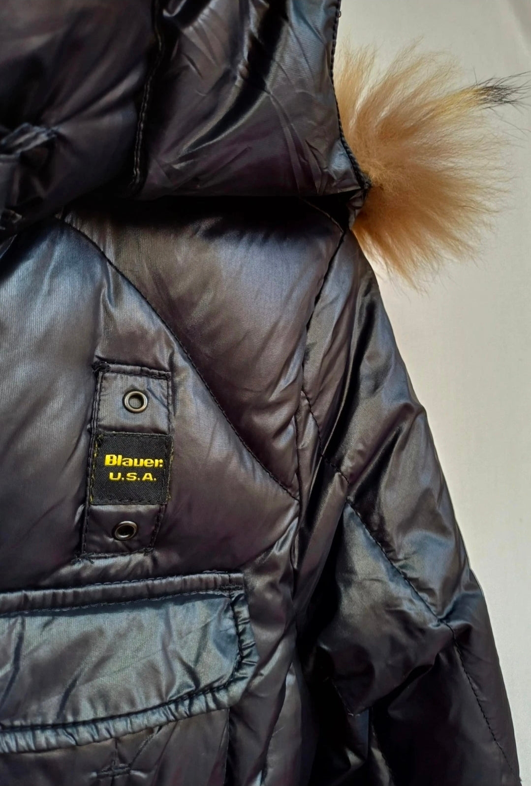 Blauer USA Womens Zip/Button Raccoon Fur Quilted Down Puffer Jacket Size XS