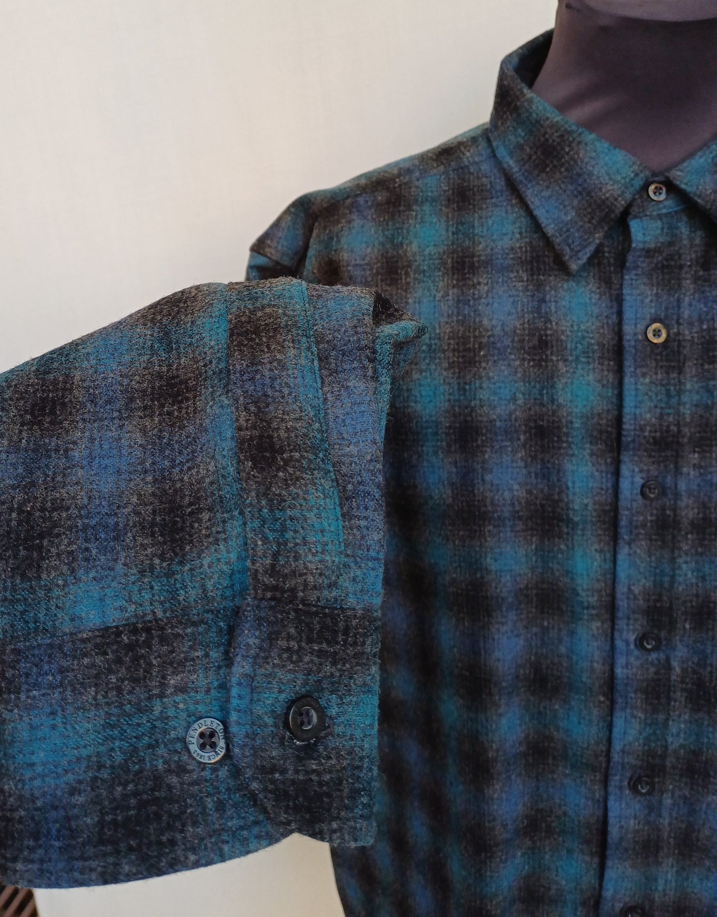 Pendleton Flannel Wool Plaid Button Shirt Mens L