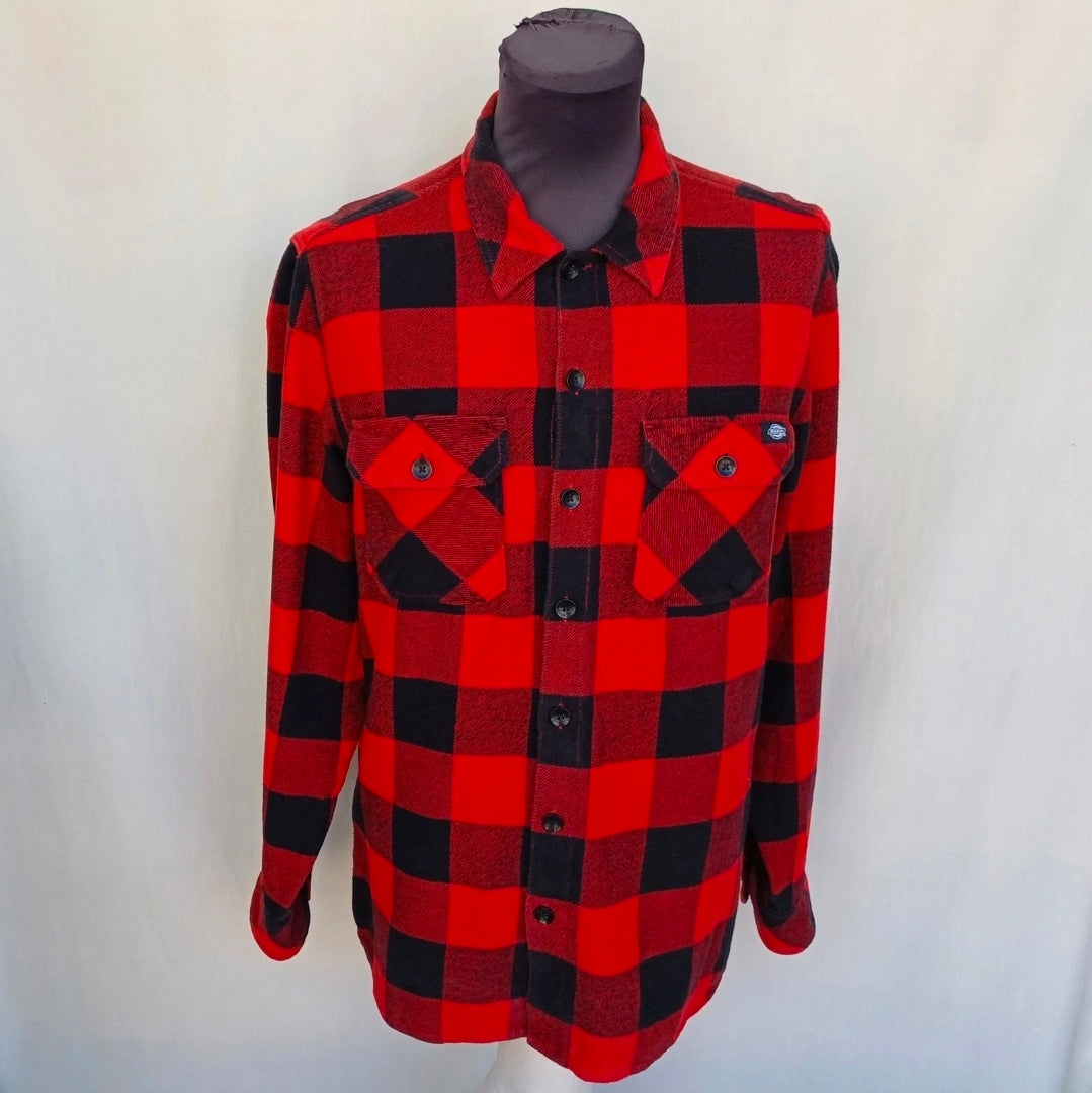 Dickies Plaid Cotton Button Up Flannel Shirt Mens M