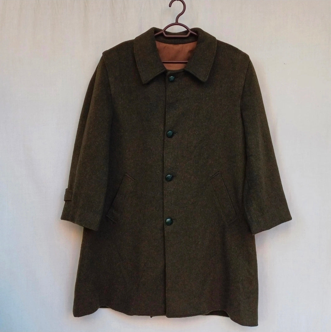 Vintage Alpen Loden Impragniert Mens Wool Button Coat Overcoat Size EU 48