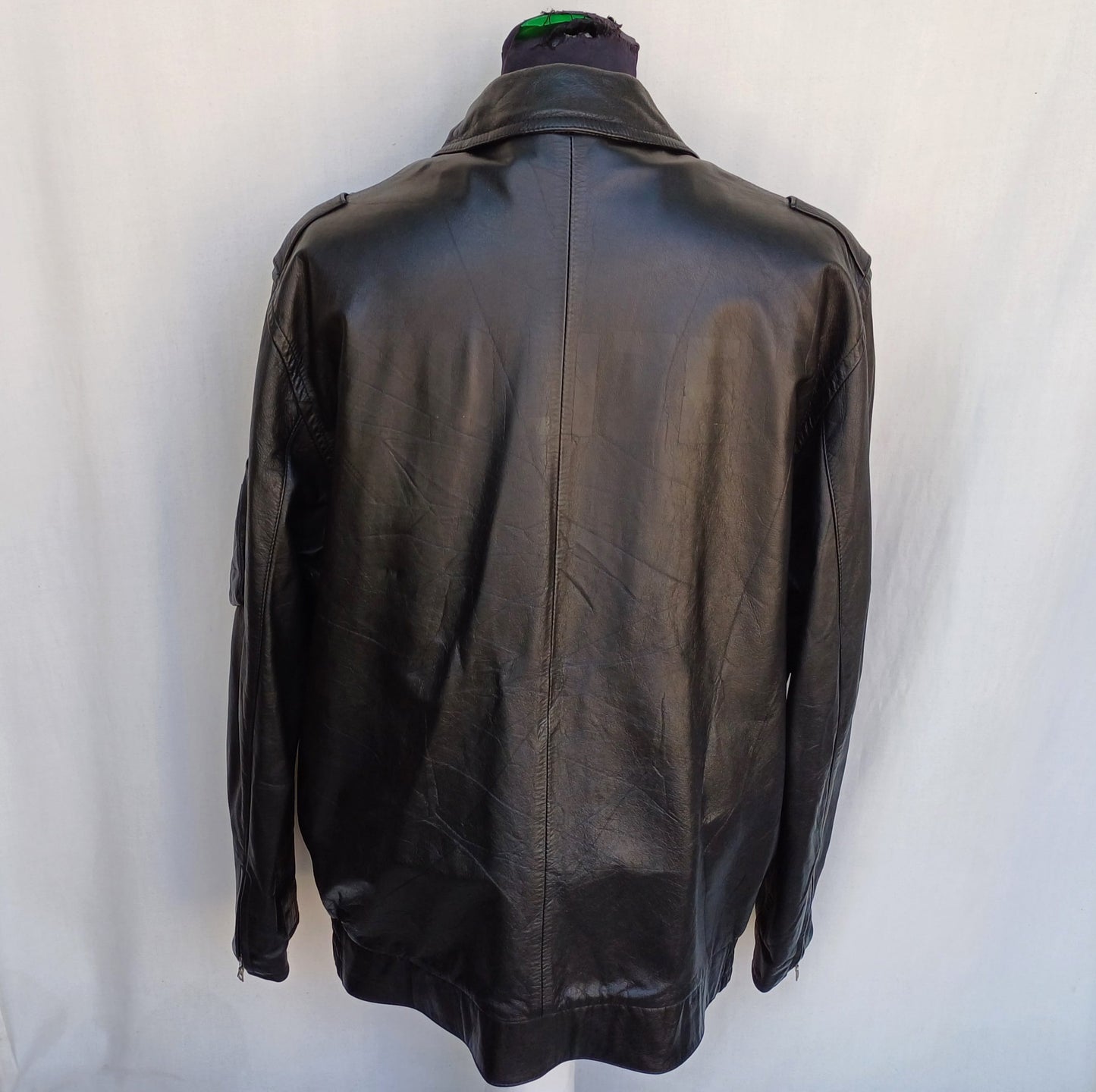 Vintage 1992 German Police Real Leather Jacket With Removable Fleece Lining Mens 2XL