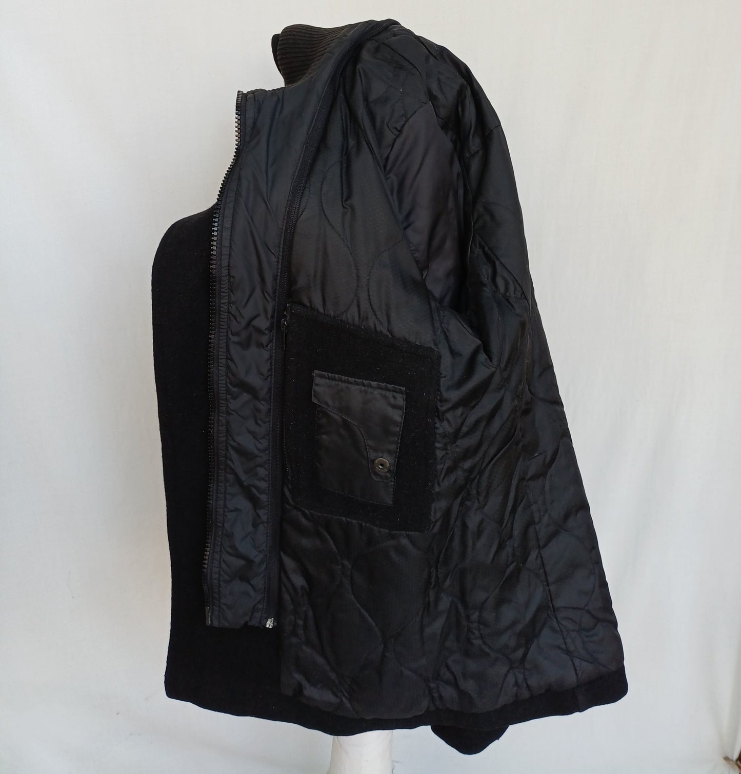 Schott Cyclone 2 Double Zipper Quilted Lining Wool Button Peacoat Mens L