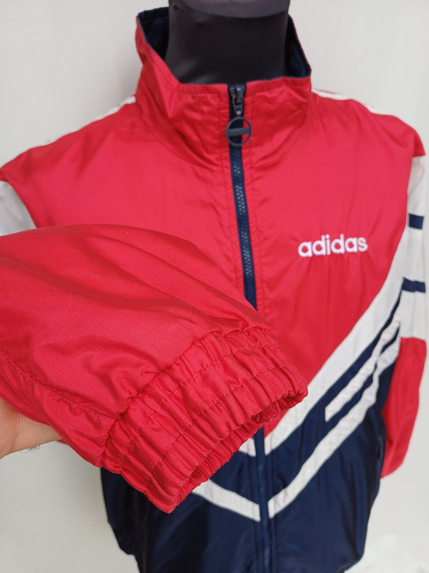 Vintage 90s Adidas Nylon Zip Track Top Jacket Mens M