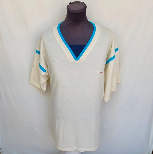 Vintage 80s BMW M Style V-Neck Cotton Sweater T-Shirt Size 54/Mens L/XL