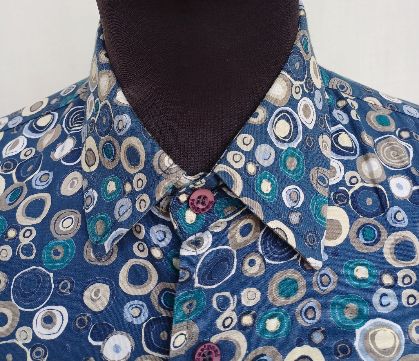 Desigual Regular Fit All Over Circle Cotton Button-Up Shirt Mens S