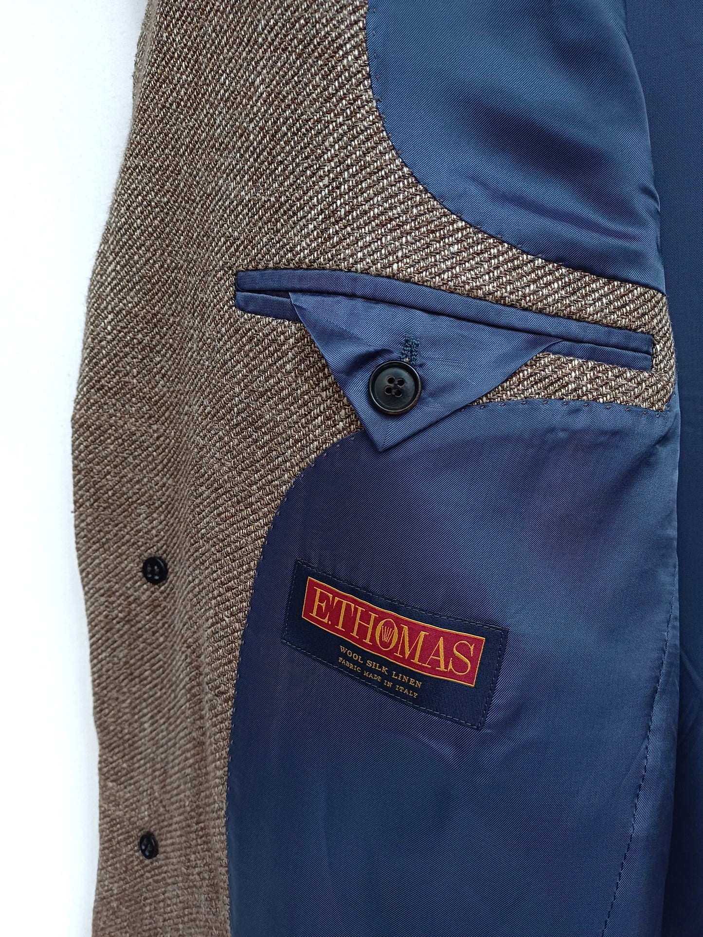Suitsupply E.Thomas Vincenza Mens Wool/Silk/Linen Button Overcoat EU 48/US 38
