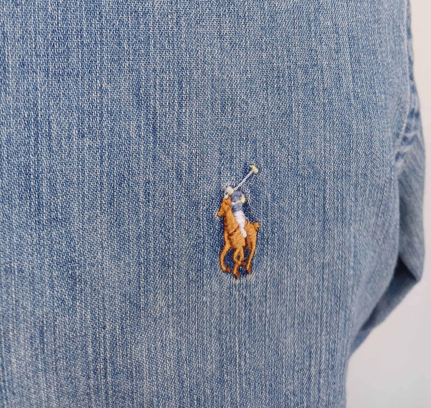 Polo Ralph Lauren Slim Fit 100% Cotton Denim Button Down Shirt Mens S