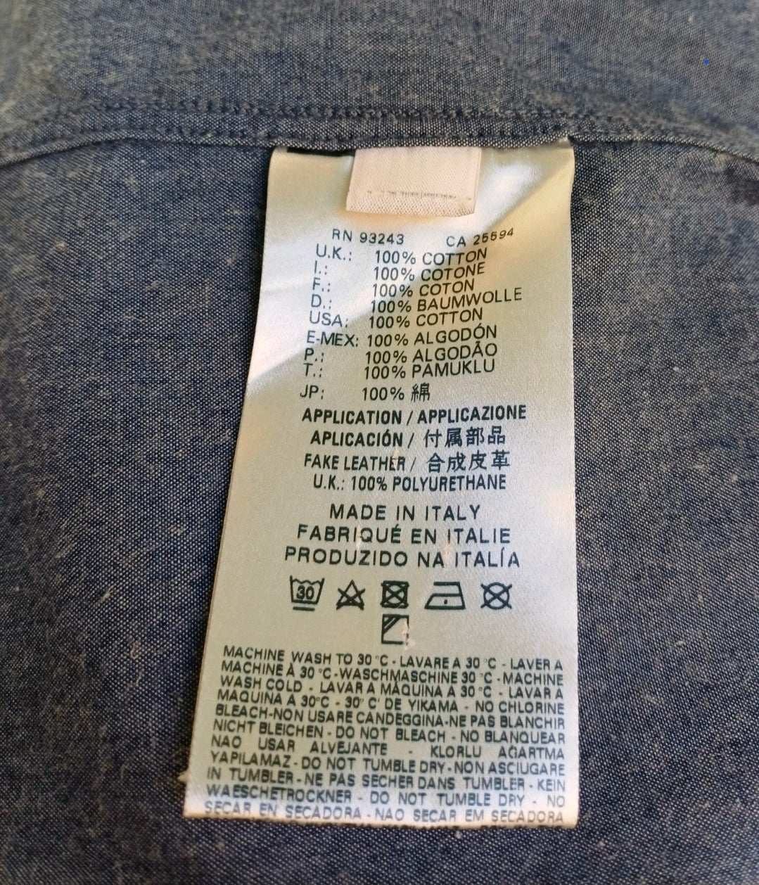 Diesel Black Gold 100% Cotton Button-Up Shirt Size Mens 48