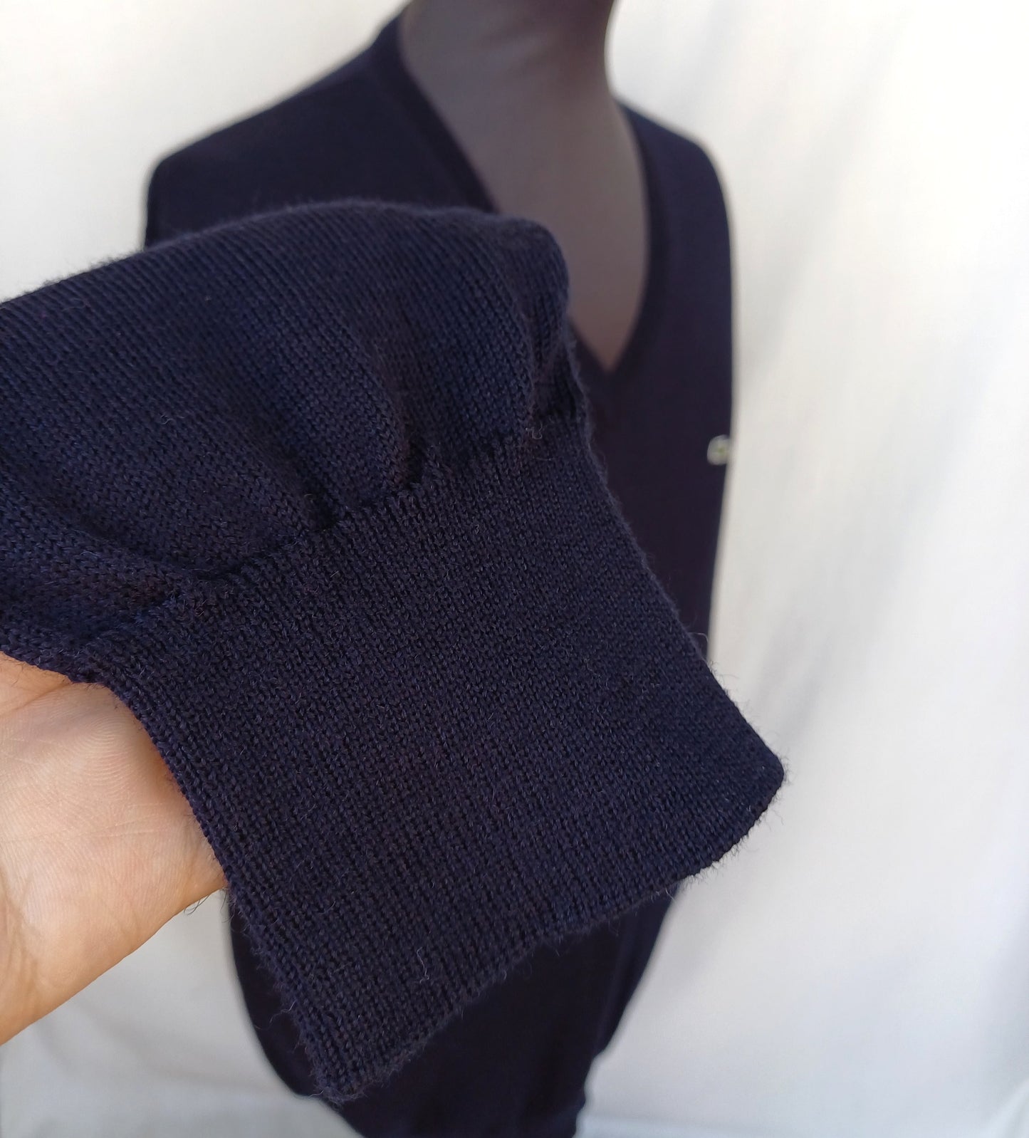 Lacoste Pure Wool V-Neck Pullover Knit Sweater Size 6/Mens XL