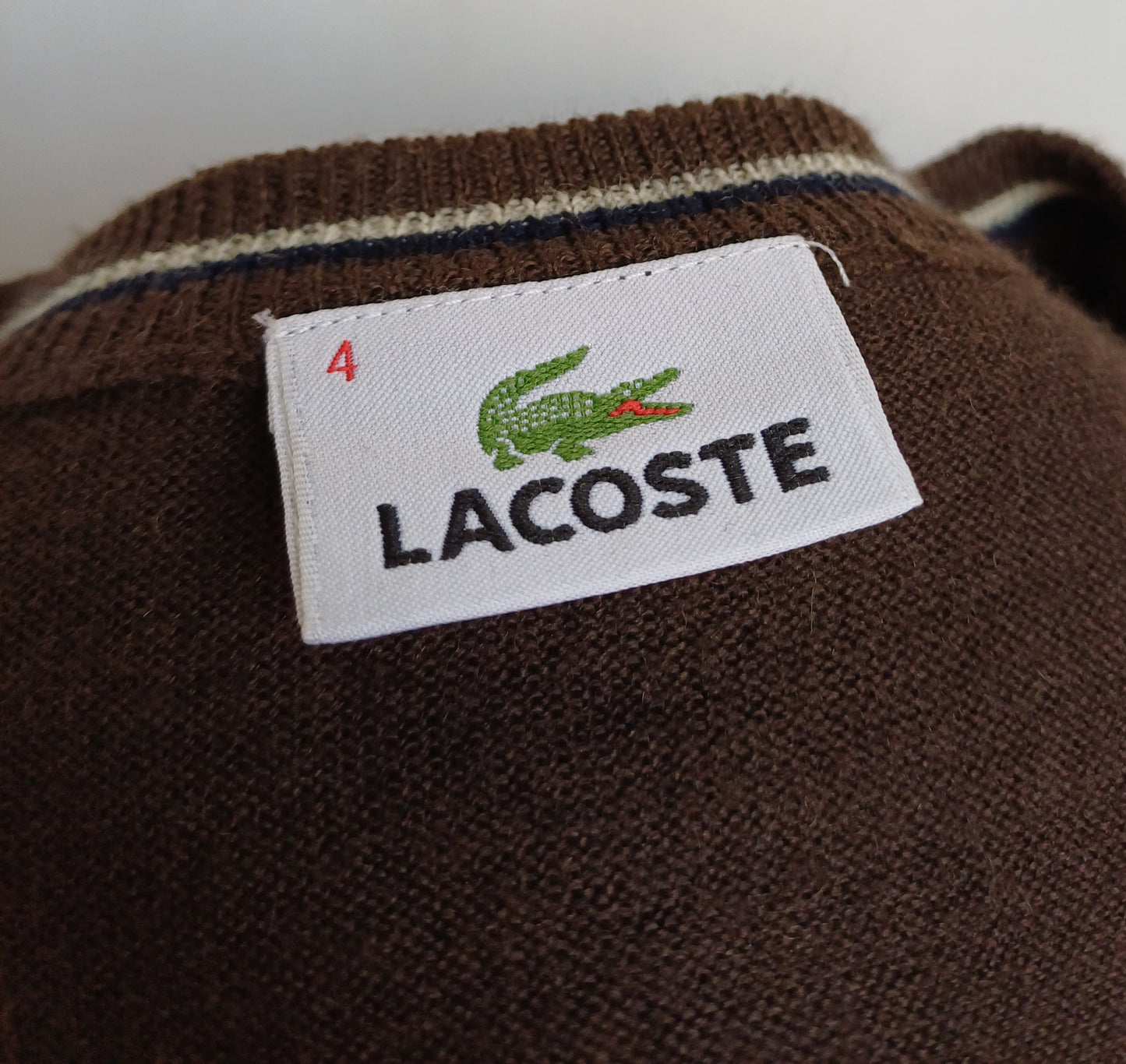 LaCoste Wool/Acrylic V-Neck Pullover Sweater Size 4/Mens Medium