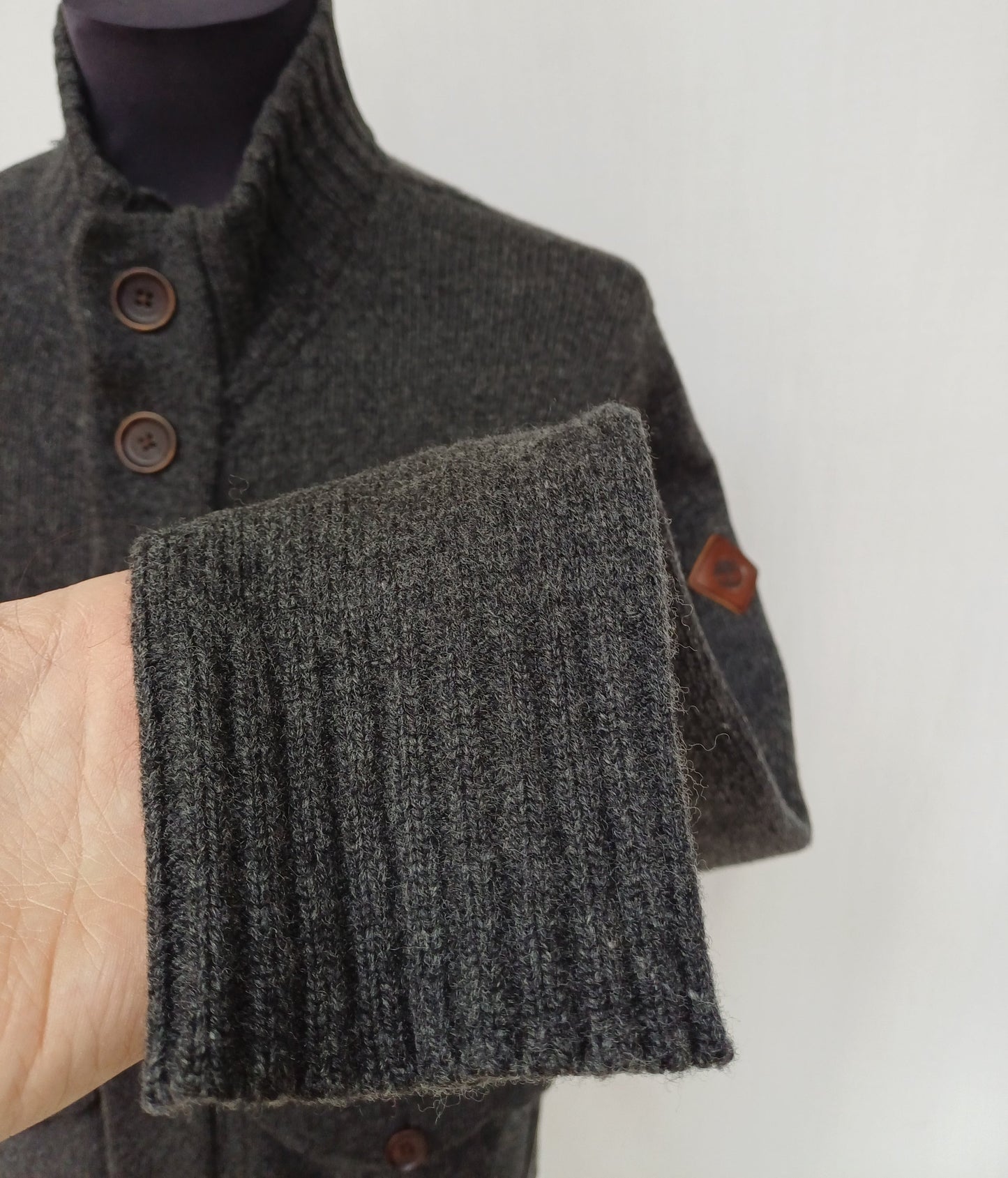 Timberland Slim Fit 100% Lambswool Button/Zip Cardigan Mens M