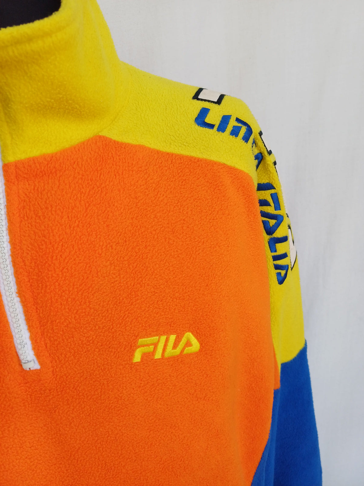 Vintage 90s Fila Linea Italia colorblock 1/4 zip fleece pullover Mens XL