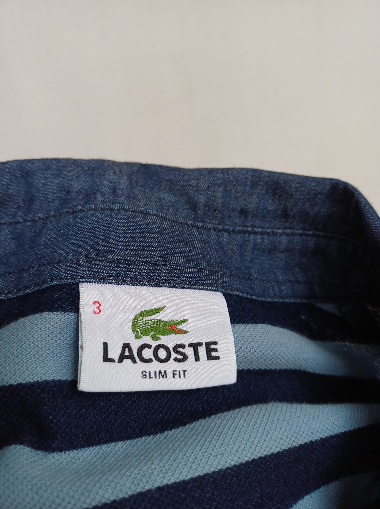 LaCoste  slim Fit Cotton Polo Button Shirt Size 3/Mens S