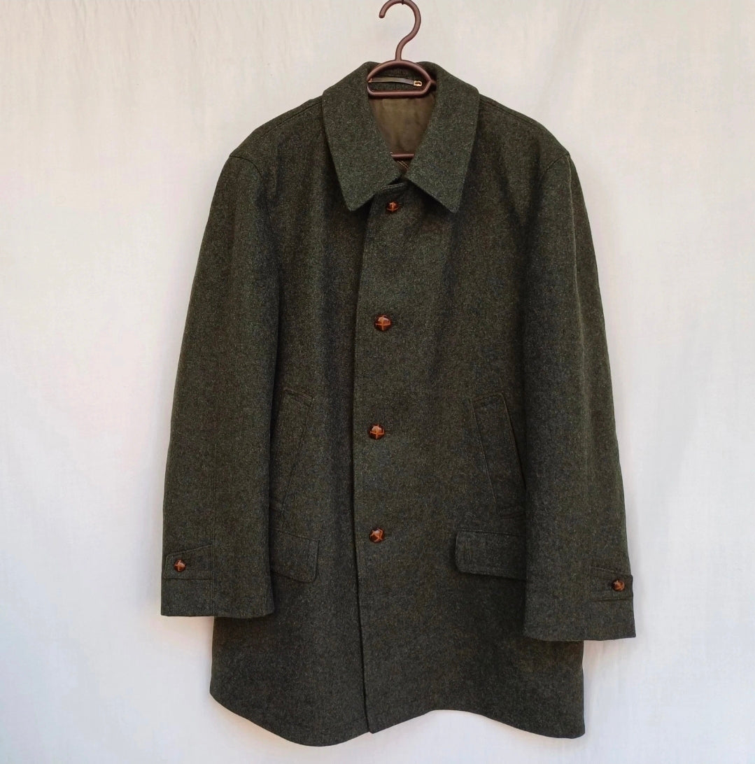 Lodenfrey Munchen Loden Mens Wool Button Coat Overcoat Size EU 52