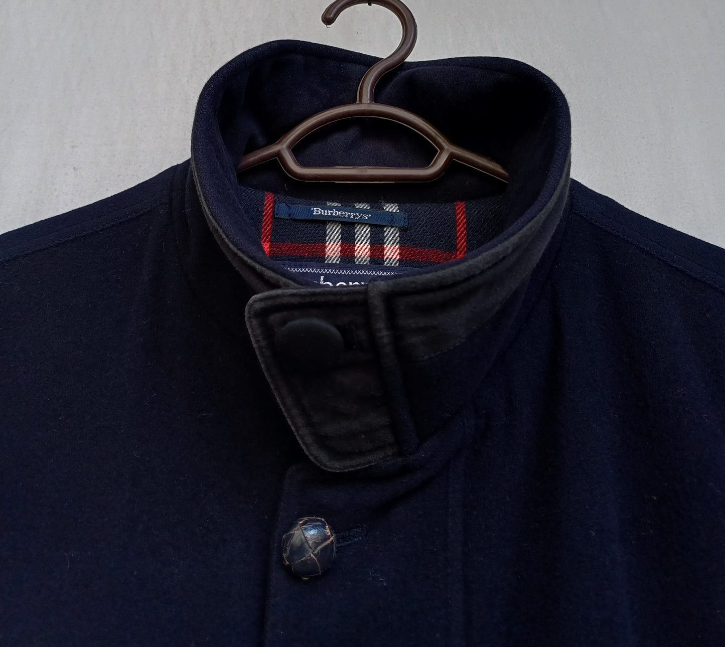 Vintage Burberrys Nova Check Lining Mens Wool Coat Overcoat Size EU 48
