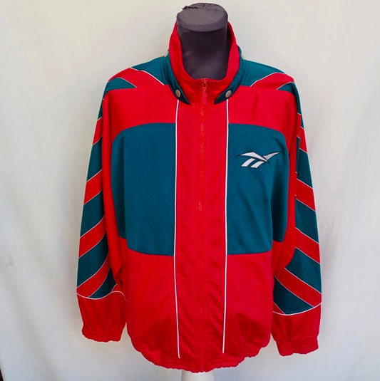 Vintage 90s Reebok Big Logo Full Zip Track Top Jacket Mens L