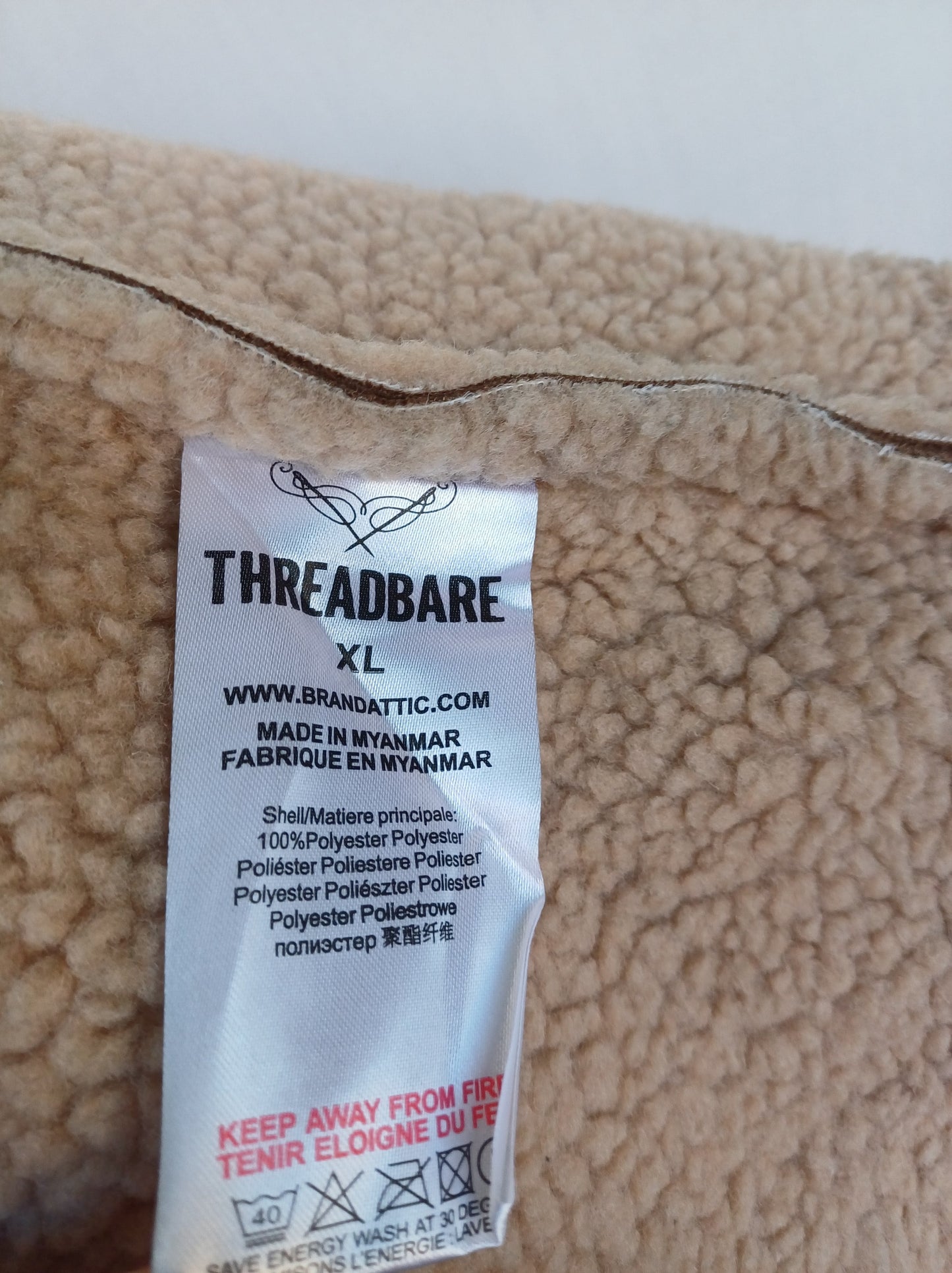 Threadbare Faux Shearling Fur Jacket Mens XL