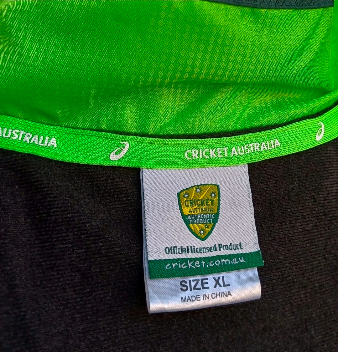Australia Cricket Asics Zip Fleece Lining Training Top Jacket Coat Mens XL