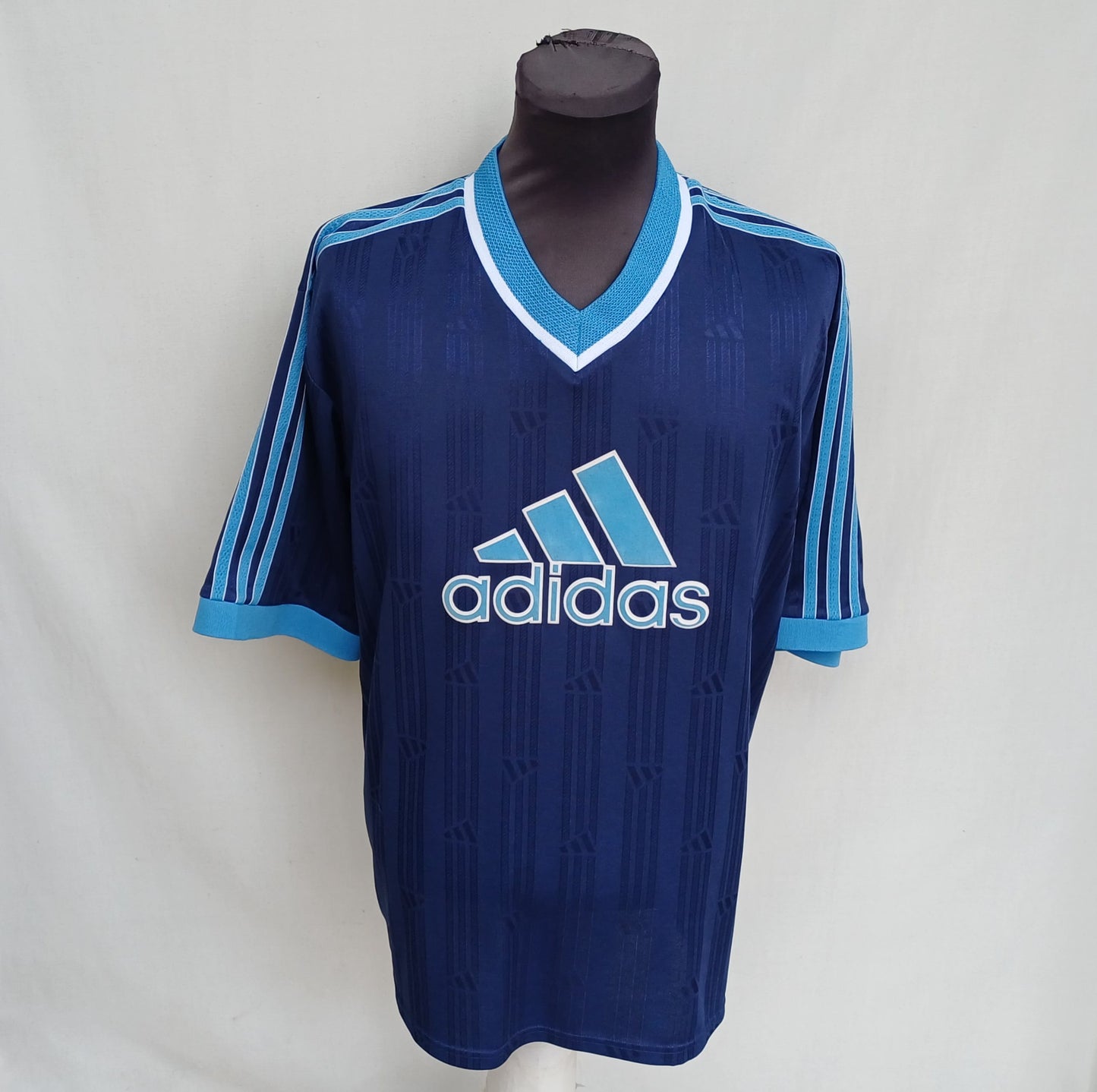 Vintage 90s Adidas Big Logo Striped Training T-Shirt Mens L