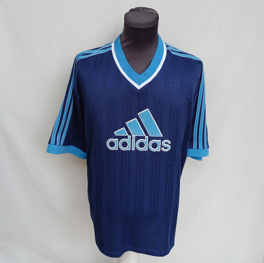Vintage 90s Adidas Big Logo Striped Training T-Shirt Mens L