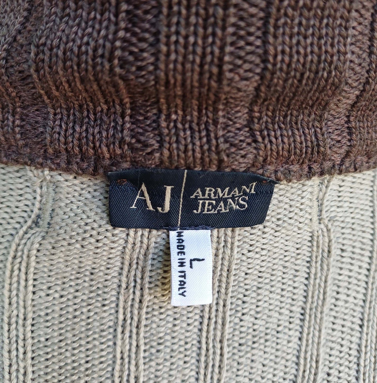 Vintage Armani Jeans Wool/Acrylic Full Zip Cardigan Sweater Mens L