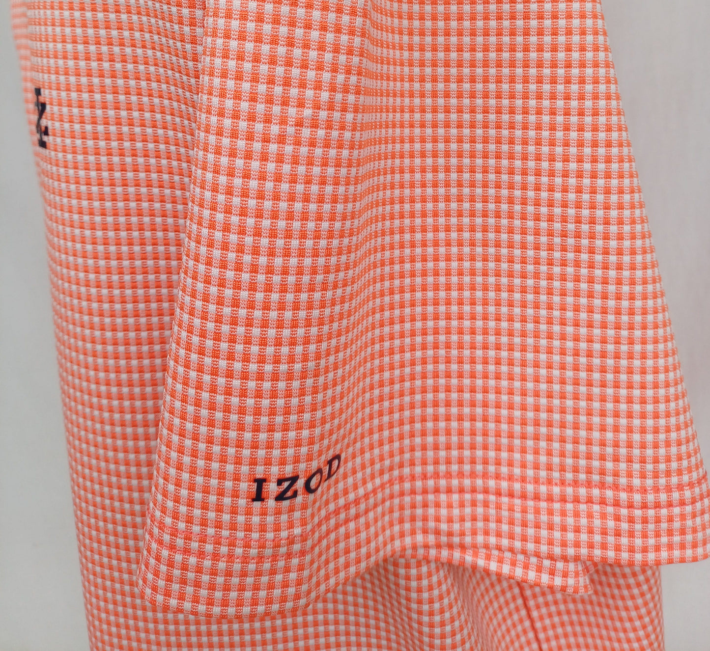 Izod Button Check Golf Polo Shirt Mens 2XL