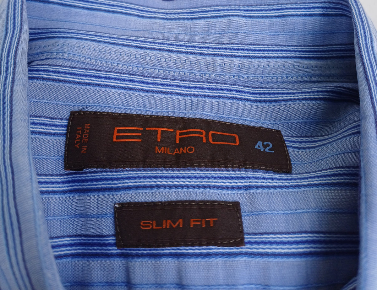 Etro Milano Slim Fit Striped Button-Up Shirt Size 42/Mens L