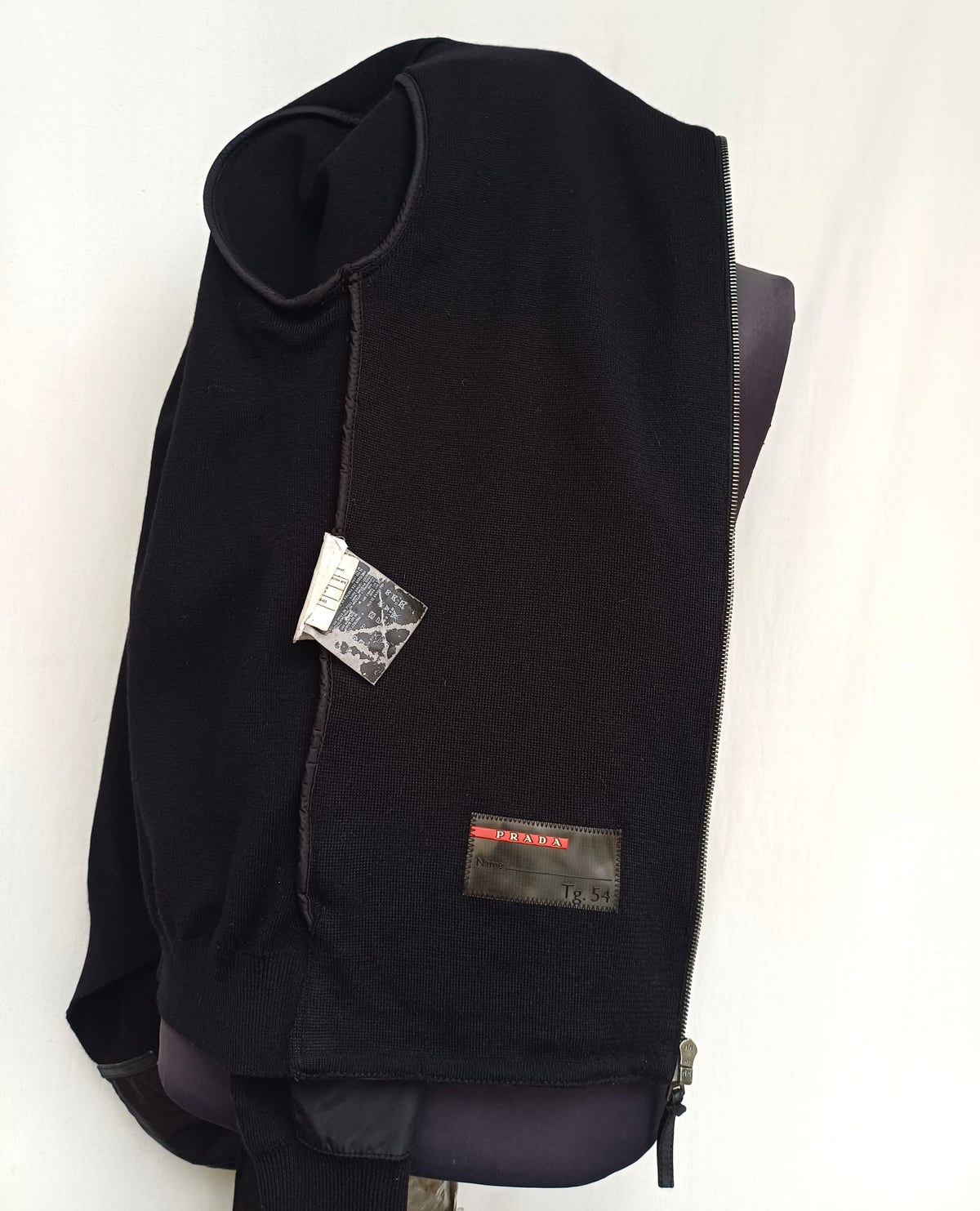 Vintage Prada Hybrid Wool/Nylon Zip-Up Cardigan Size 54