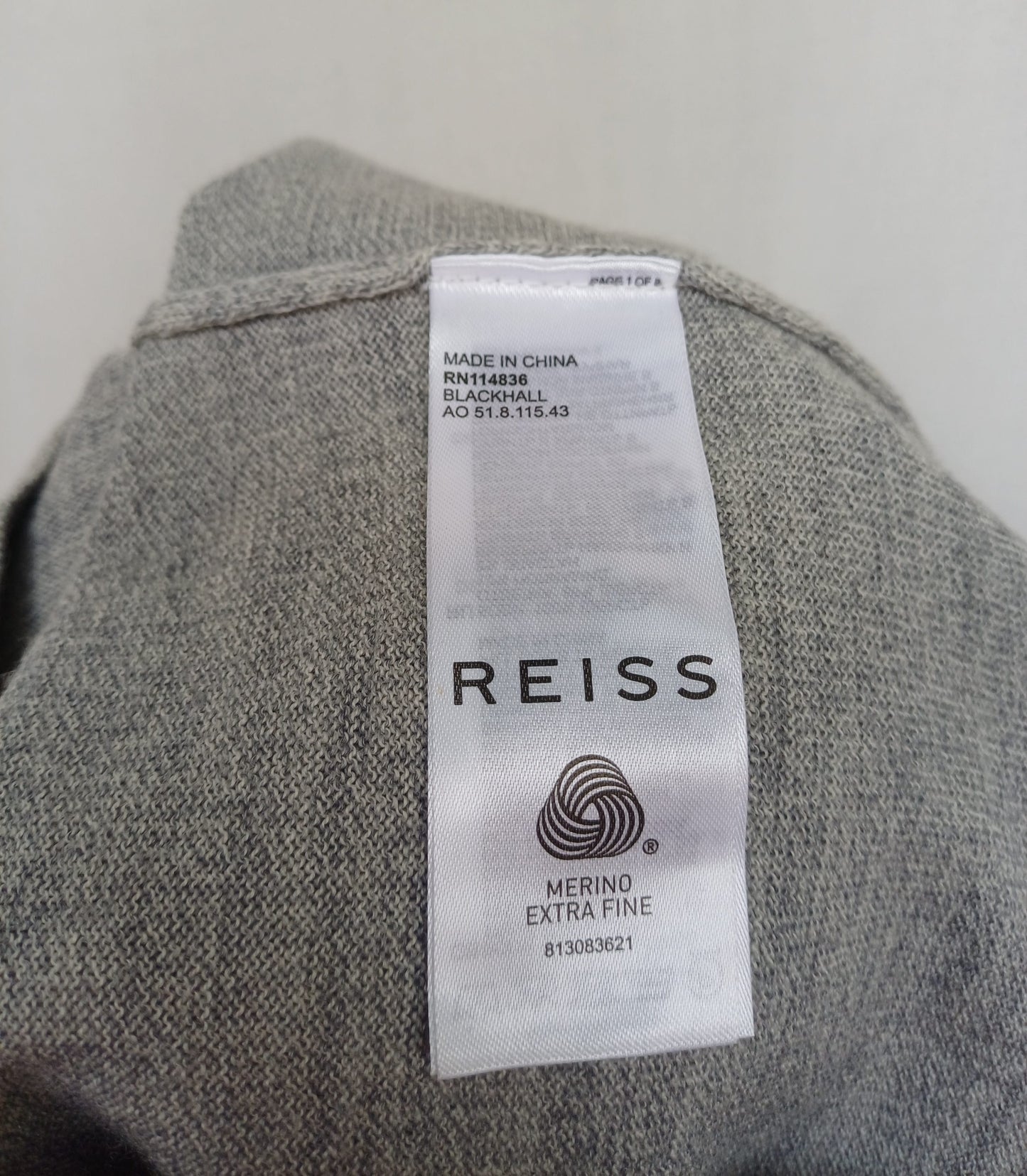 New With Tags Reiss Blackhall Merino Wool Half Zip Jumper Mens XL