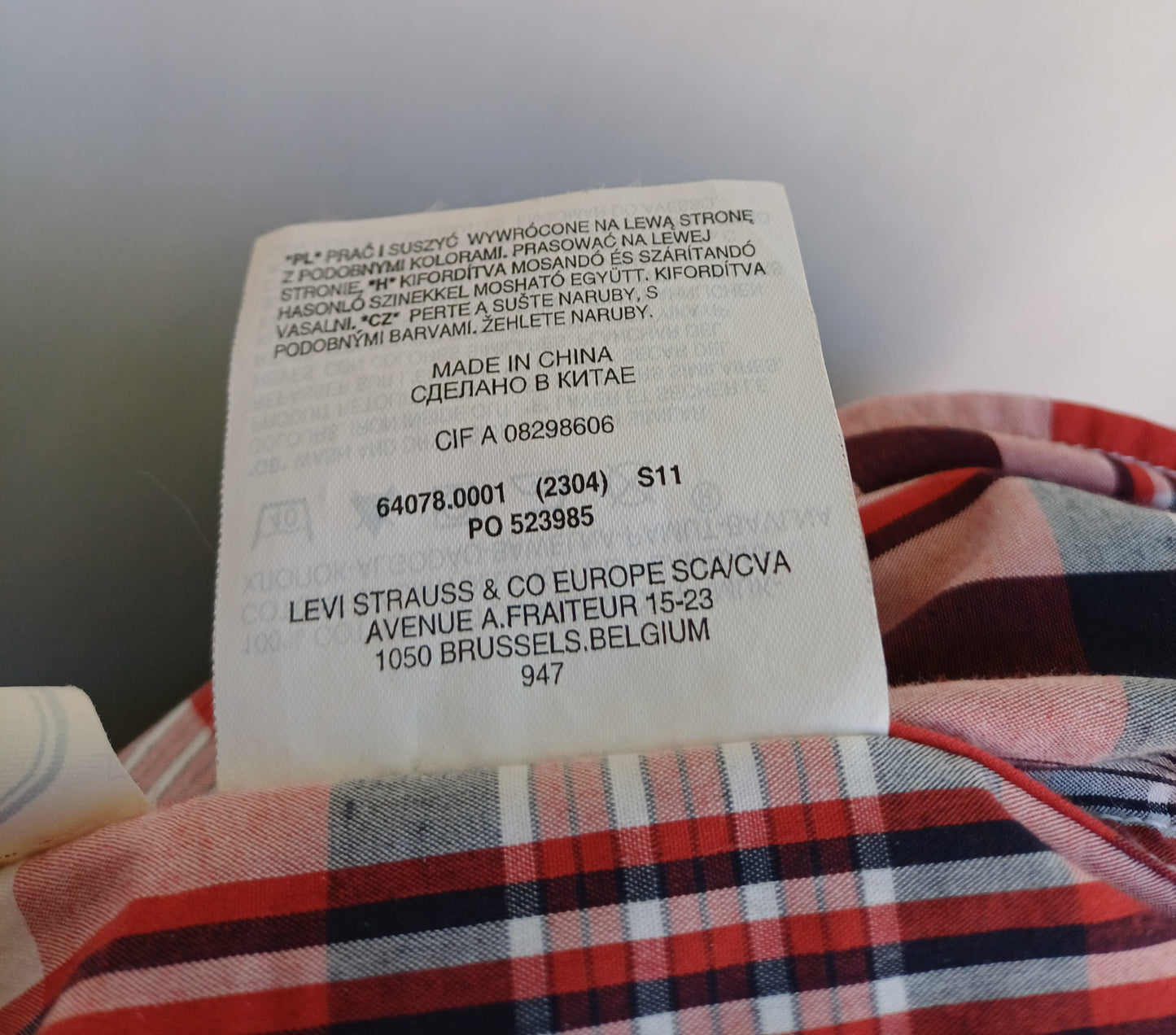 Levi Strauss Cotton Check Button-Up Shirt Mens XL