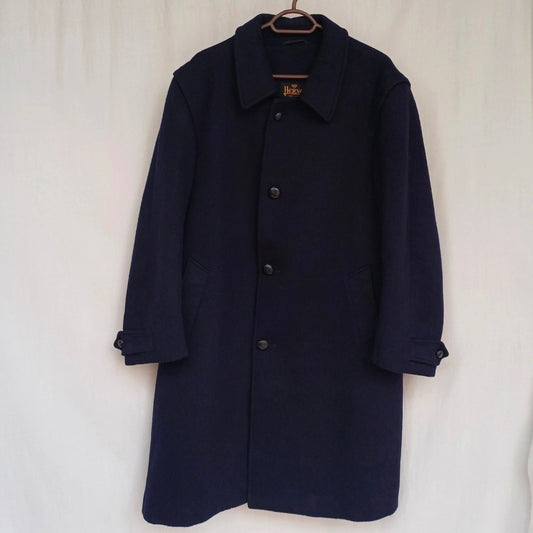 Vintage Herno Mens Wool Button Coat Long Navy Blue Overcoat EU 46/Mens S
