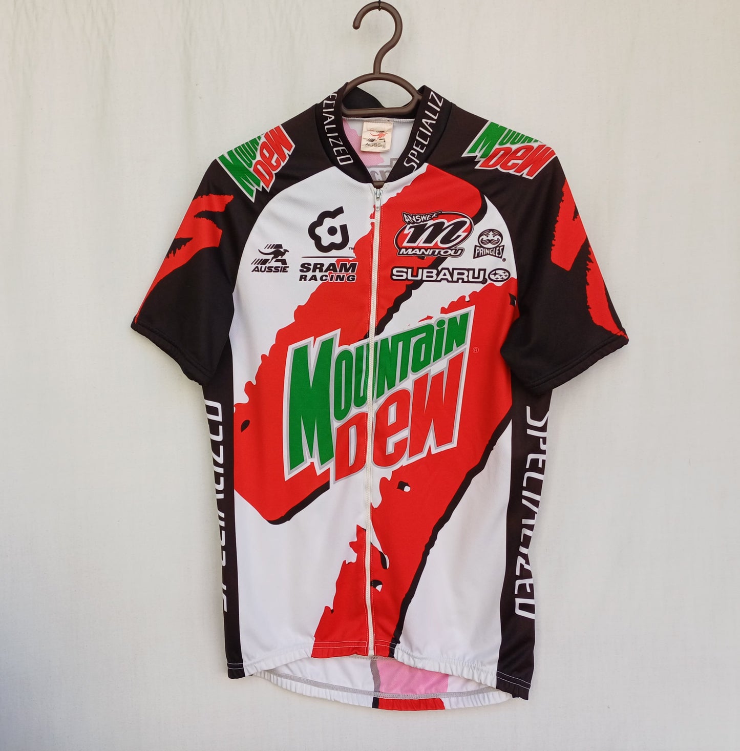 Vintage Mountain Dew Aussie Short Sleeve Cycling Jersey Mens M