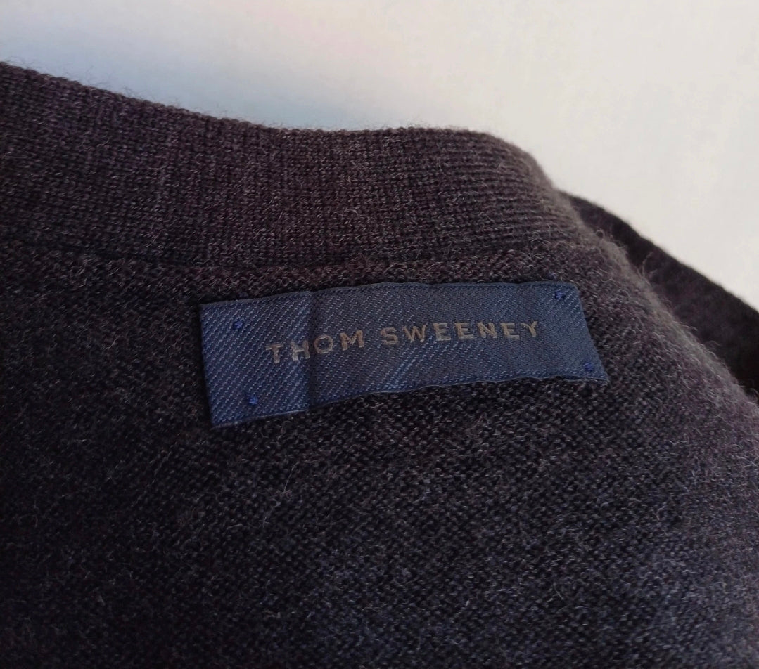 Thom Sweeney Button Wool Sleeveless Cardigan Vest Gilet Mens XL