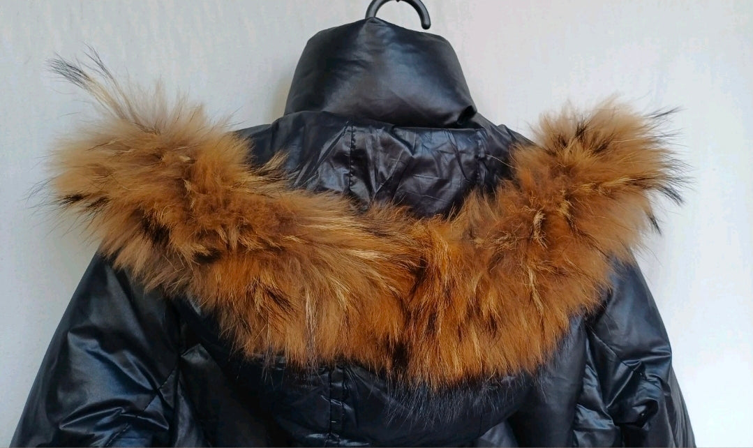 Blauer USA Womens Zip/Button Raccoon Fur Quilted Down Puffer Jacket Size XS