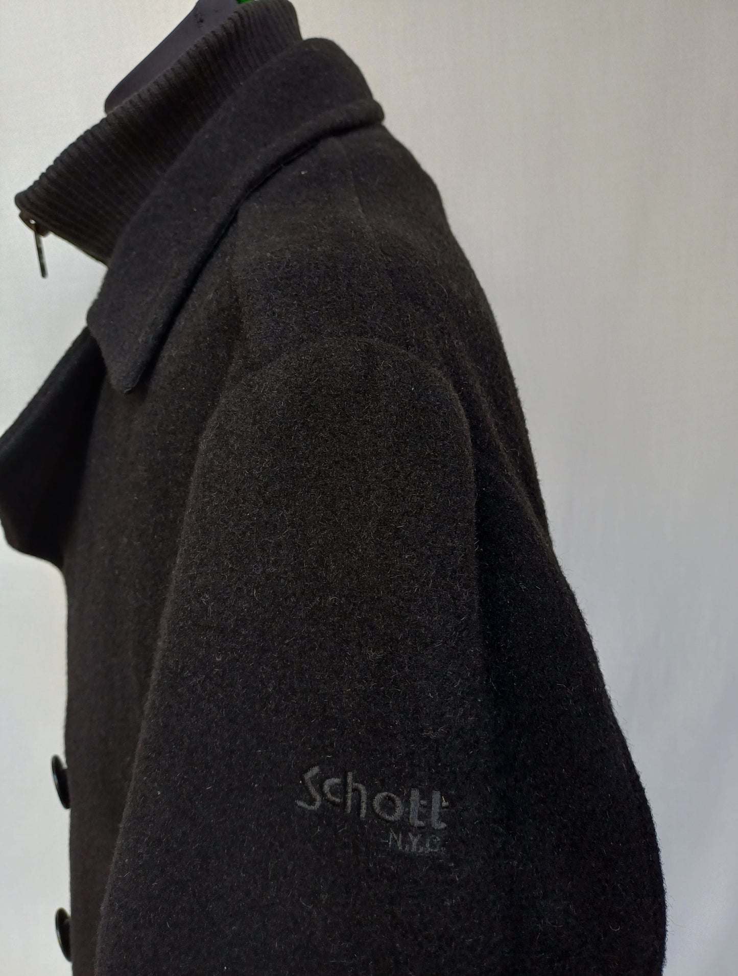 Schott Cyclone 2 Double Zipper Quilted Lining Wool Button Peacoat Mens L
